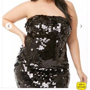 Black sequin mini dress. Size 3x